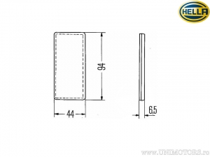 Reflector (cat's eye) rectangle 94 x 44 x 6.5 mm white - Hella