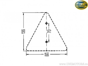 Reflector (ojo de gato) triángulo 156 x 136 mm rojo - Hella