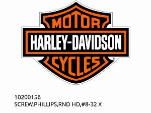 SCREW,PHILLIPS,RND HD,#8-32 X - 10200156 - Harley-Davidson