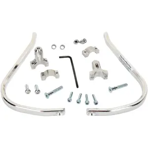 Set barre paramani (Handguard) con sistema di fissaggio - colore: argento - materiale: alluminio - per manubrio: 28,6 mm - Moose