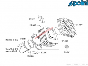 Set cilindro (diametro 47,6 mm / 69,93 cc) - Polini