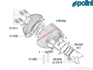 Set cilindru aluminiu (diametru 57mm / 130cc) - Vespa ETS 125 / PK 125 / PK 125S / ET3 Primavera 125 2T AC - 140.0211 - Polini