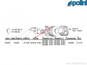 Set cilindru (diametru 38,4mm / 49,8cc) - 140.0091 - Polini