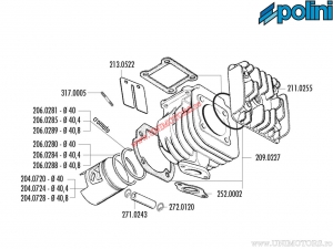 Set cilindru (diametru 40mm / 49,9cc) - 166.0092 - Italjet Bazooka / MBK Booster / Yamaha BW's / Beluga / Slider 50 2T - Polini