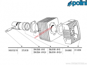 Set cilindru (diametru 43mm / 63cc) - 1400133/10 - Polini