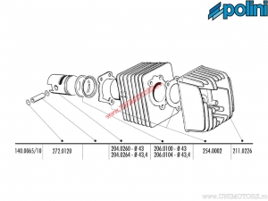 Set cilindru (diametru 43mm / 63cc / bolt piston 10mm) - 140.0065/10 - Polini