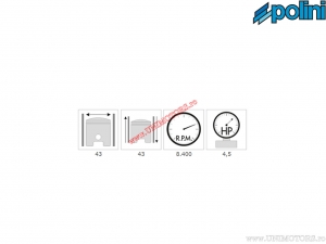 Set cilindru (diametru 43mm / 63cc / bolt piston 12mm) - 140.0065 - Polini