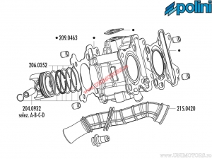 Set cilindru (diametru 44mm / 66cc) - MBK Booster X / Ovetto II / Yamaha Aerox / Neo's II / Vino 50 4T - 166.0109 - Polini
