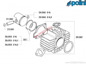 Set cilindru (diametru 46mm / 65cc) - Garelli Noi Matic 50 - 115.0068 - Polini