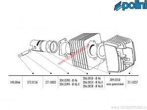 Set cilindru (diametru 46mm / 72cc / bolt piston 12mm) - 140.0066 - Piaggio Ciao / Ciao PX 50 AC 2T - Polini