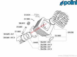 Set cilindru (diametru 47mm / 67,8cc) - 142.0147/R - Peugeot Buxy / Elyseo / Vivacity / Trekker / Speedfight AC 2T - Polini