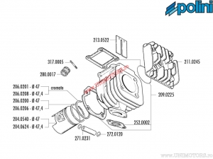 Set cilindru (diametru 47mm / 67,9cc) - 166.0074/R - Aprilia Amico / MBK Booster / Yamaha BW's / Slider 50 2T AC - Polini