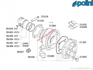 Set cilindru (diametru 47mm / 67,9cc) - 166.0083/R - Yamaha Jog RR / Aerox / MBK Nitro / Aprilia SR 50 / Rally 50 2T LC - Polini