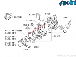 Set cilindru (diametru 47mm / 68cc) - 140.0183/R - Aprilia SR 50 R / Gilera Runner / DNA / Piaggio ZIP / NRG / NTT - Polini