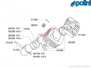 Set cilindru (diametru 47mm / 68cc) - 166.0076/R - Aprilia Scarabeo / SR / Malaguti F12 / F15 / Yamaha Jog / Neo's 50 - Polini