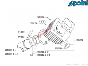 Set cilindru (diametru 47mm / 72cc) - 119.0078/ST - Honda X8R 50 2T AC - Polini