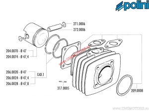 Set cilindru (diametru 47mm / 75cc) - 133.0072 - Fantic Issimo 50 AC 2T - Polini