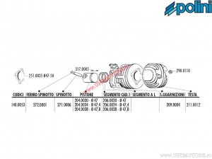 Set cilindru (diametru 47mm / 75cc) - 140.0053 - Vespa PK 50 / PK 50 FL / PK 50 XL / Special / SS / V 50 2T - Polini