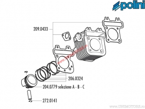Set cilindru (diametru 49mm / 78,7cc) - 140.0202 - Piaggio Fly / Liberty / Zip / Vespa Primavera / ET4 / LX / LXV 50 4T - Polini