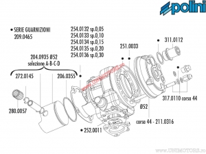 Set cilindru (diametru 52mm / 93,44cc) - 166.0111 - Aprilia SR 50 / Area 51 / Sonic / MBK Nitro / Yamaha Aerox 50 2T LC - Polini
