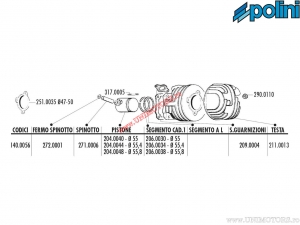 Set cilindru (diametru 55mm / 102cc) - 140.0056 - Vespa PK 50 / PK 50 FL / PK 50 XL / Special / SS / V 50 AC 2T - Polini