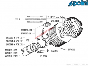 Set cilindru (diametru 57mm / 130cc) - 1400050/R - Polini