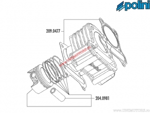 Set cilindru (diametru 59mm / 158cc) - 166.0114 - MBK Flame X 125 / Yamaha Cygnus X 125 / Vino 125 AC 4T ('04-'06) - Polini
