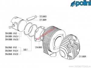 Set cilindru (diametru 63mm / 177cc) - 140.0080 - Vespa PX 125 / PX 150 / Sprint 125 / Cosa 150 / Cosa 125 - Polini