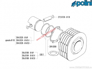 Set cilindru (diametru 69mm / 225cc) - 140.0085 - Polini