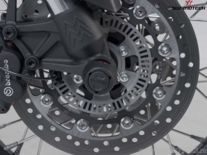 Set crashpad eje rueda delantera - material: poliamida - negro - Moto Morini X-Cape 650 ('21-) - SW-Motech