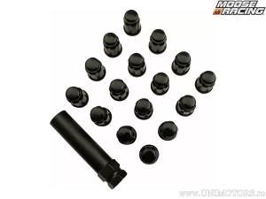 Set de 16 écrous cannelés de roue 3/8" - couleur : noir mat - Moose
