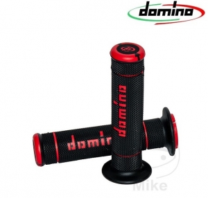 Set manopole manubrio A240 nero rosso Domino D: 22 mm L: 125 mm chiuse - JM