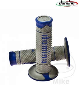 Set Manopole Manubrio A260 Blu/Bianco Domino D: 22 mm L: 120 mm Chiuse - JM