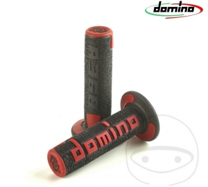 Set manopole manubrio A360 nero rosso Domino D: 22 mm L: 120 mm chiuse - JM