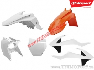 Set plastice (albe - portocalii / inclusiv airbox) - KTM SX 65 ('16-'19) - Polisport