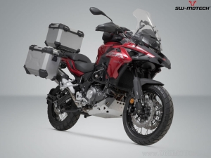Set TRAX ADV argento (topcase + 2x sidecase + supporti PRO + ADVENTURE-RACK) - 150,0L - Benelli TRK 502 X ('18-) - SW-Motech