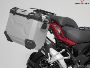 Set TRAX ADV argento (topcase + 2x sidecase + supporti PRO + ADVENTURE-RACK) - 150,0L - Benelli TRK 502 X ('18-) - SW-Motech