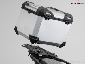 Set TRAX ADV argintiu (topcase + ADVENTURE-RACK + adaptor + blocator) - 38.0L - Triumph Tiger 1200 models ('11-) - SW-Motech