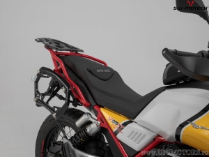 Set TRAX ADV negro (topcase + 2x sidecase + soportes PRO + ADVENTURE-RACK) - 150.0L - Moto Guzzi V85 TT ('19-) - SW-Motech