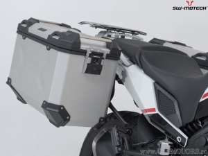 Set valigie laterali (sidecase) TRAX ADV L alluminio argento e supporti PRO - 90.0L - Moto Morini X-Cape 650 ('21-) - SW-Motech