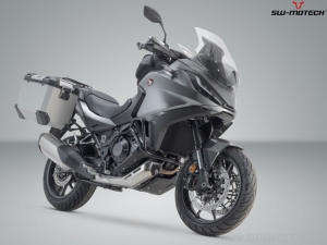 Set valigie laterali (sidecase) TRAX ADV L alluminio colore argento e supporti PRO - 90,0L - Honda NT1100 ('21-) - SW-Motech