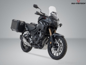 Set valigie laterali (sidecase) TRAX ADV L alluminio colore nero e supporti PRO - Honda CB500X / CB500F / CBR500R - SW-Motech
