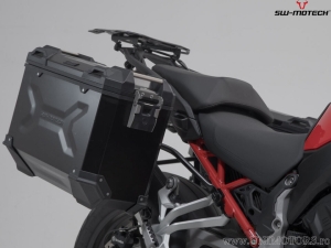 Set valigie laterali (sidecase) TRAX ADV L alluminio nero e supporti PRO - 90.0L - Ducati Multistrada V4 ('20-) - SW-Motech