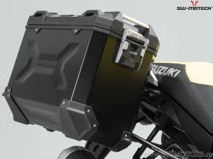 Set valigie laterali (sidecase) TRAX ADV L alluminio nero e supporti PRO - 90.0L - Suzuki V-Strom 1000 ('14-'19) - SW-Motech