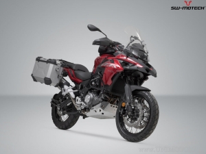 Set valigie laterali (sidecase) TRAX ADV L/M alluminio argento e supporti PRO - 82.0L - Benelli TRK 502 X ('18-) - SW-Motech