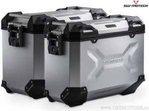 Set valigie laterali (sidecase) TRAX ADV L/M alluminio argento e supporti PRO - 82.0L - Triumph Tiger 800 modelli ('10-) - SW-Mo