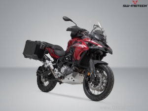Set valigie laterali (sidecase) TRAX ADV L/M alluminio nero e supporti PRO - 82.0L - Benelli TRK 502 X ('18-) - SW-Motech