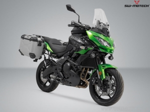 Set valigie laterali (sidecase) TRAX ADV M alluminio argento e supporti EVO - 74,0L - Kawasaki Versys 650 ('14-) - SW-Motech