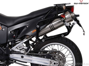 Set valigie laterali (sidecase) TRAX ADV M alluminio argento e supporti EVO - 74.0L - KTM 950 Adv. / 990 Adv. ('03-) - SW-Motech