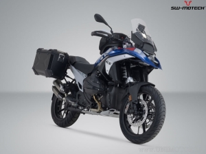 Set valigie laterali (sidecase) TRAX ADV M alluminio nero e supporti PRO - 74,0L - BMW R 1300 GS ('23-) - SW-Motech
